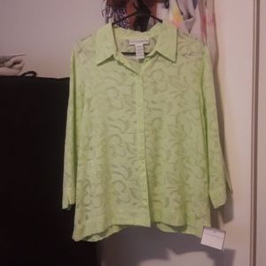 NWT Sag Harbor green floral button up shirt